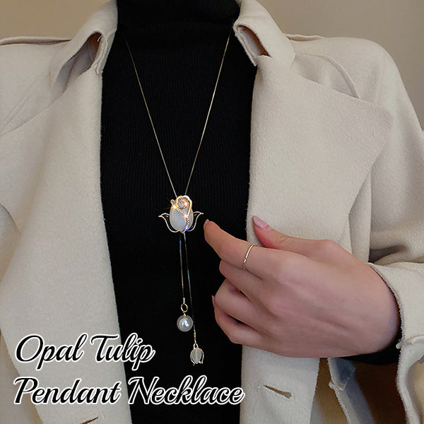 Handmade Opalescent Tulip Pendant Necklace