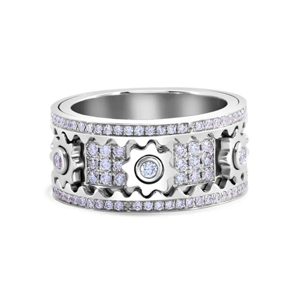 💖Father's Day Sales - 50% OFF 🎁Handmade Diamond Ornate Geometric 3D Band Ring