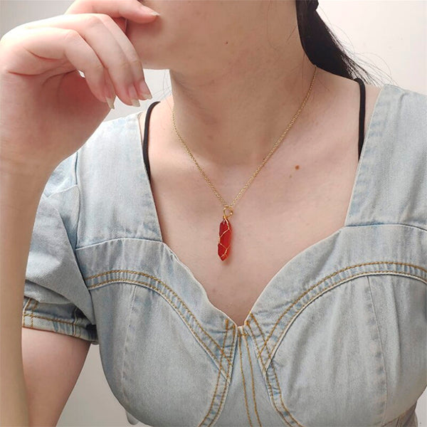 Carnelian Crystal Necklace